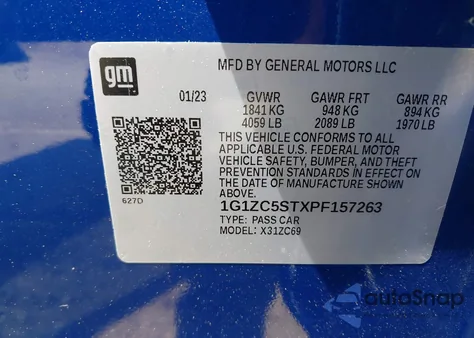 2023 Chevrolet Malibu Fwd 1Fl from USA, damaged, VIN 1G1ZC5STXPF157263